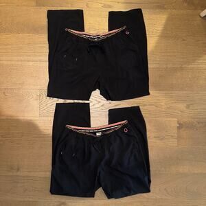 Set of 2 HeartSoul “Break on Through” Black Scrub Pants Double Waistband XL